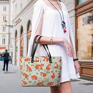 Womens Handbag Fox Orange Leather Tote Bag Top Handle Satchel Bags For Lady