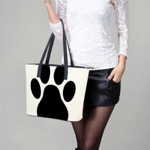 Womens Handbag Dog Paw Print Leather Tote Bag Top Handle Satchel Bags For Lady