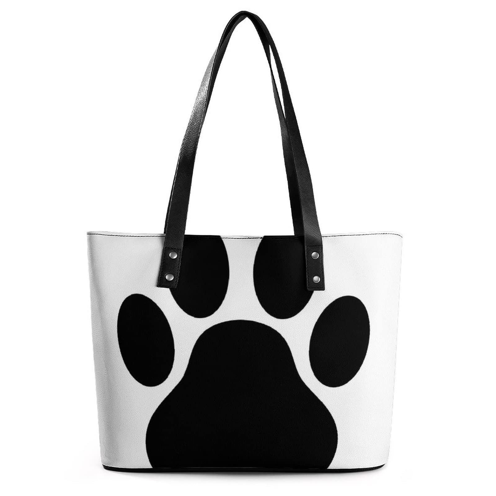 Womens Handbag Dog Paw Print Leather Tote Bag Top Handle Satchel Bags For Lady