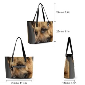 Womens Handbag German Shepherd Dog Leather Tote Bag Top Handle Satchel Bags For Lady