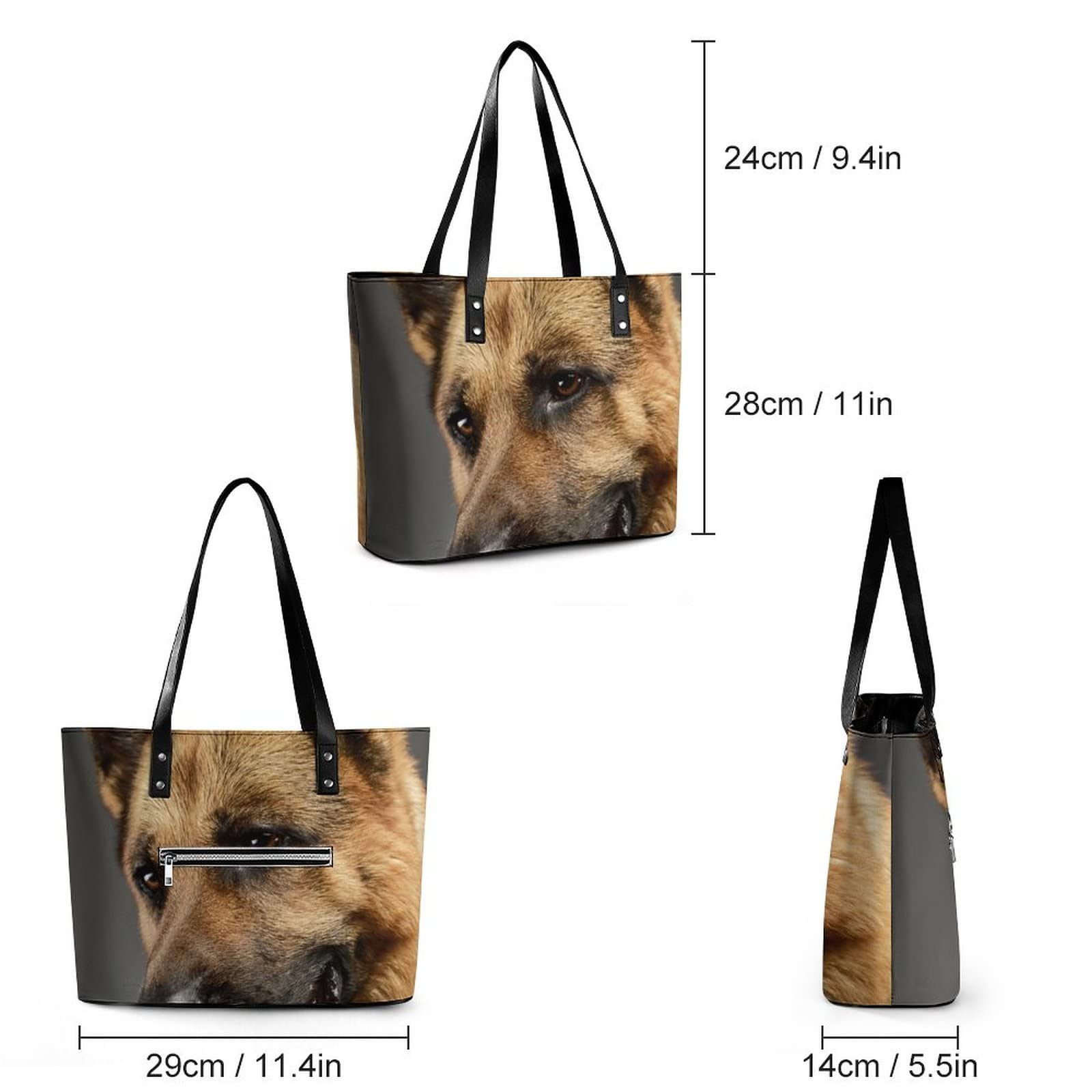 Womens Handbag German Shepherd Dog Leather Tote Bag Top Handle Satchel Bags For Lady