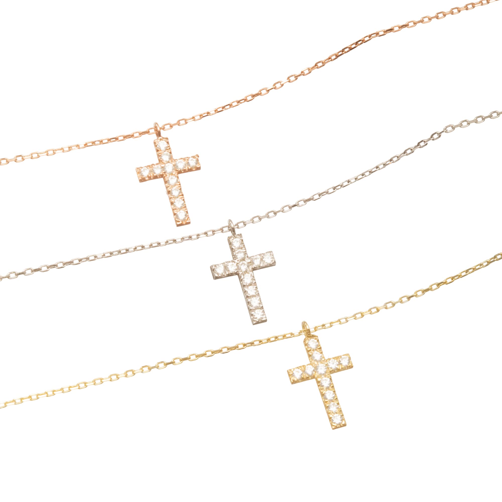 925 Solid Sterling Silver Diamond Cross Necklace, Gold Cross Necklace, Dainty Cross Necklace for Women, Baptism Gift for Her, Mother's Day Gift