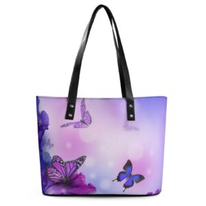 womens handbag butterfly and flowers leather tote bag top handle satchel bags for lady