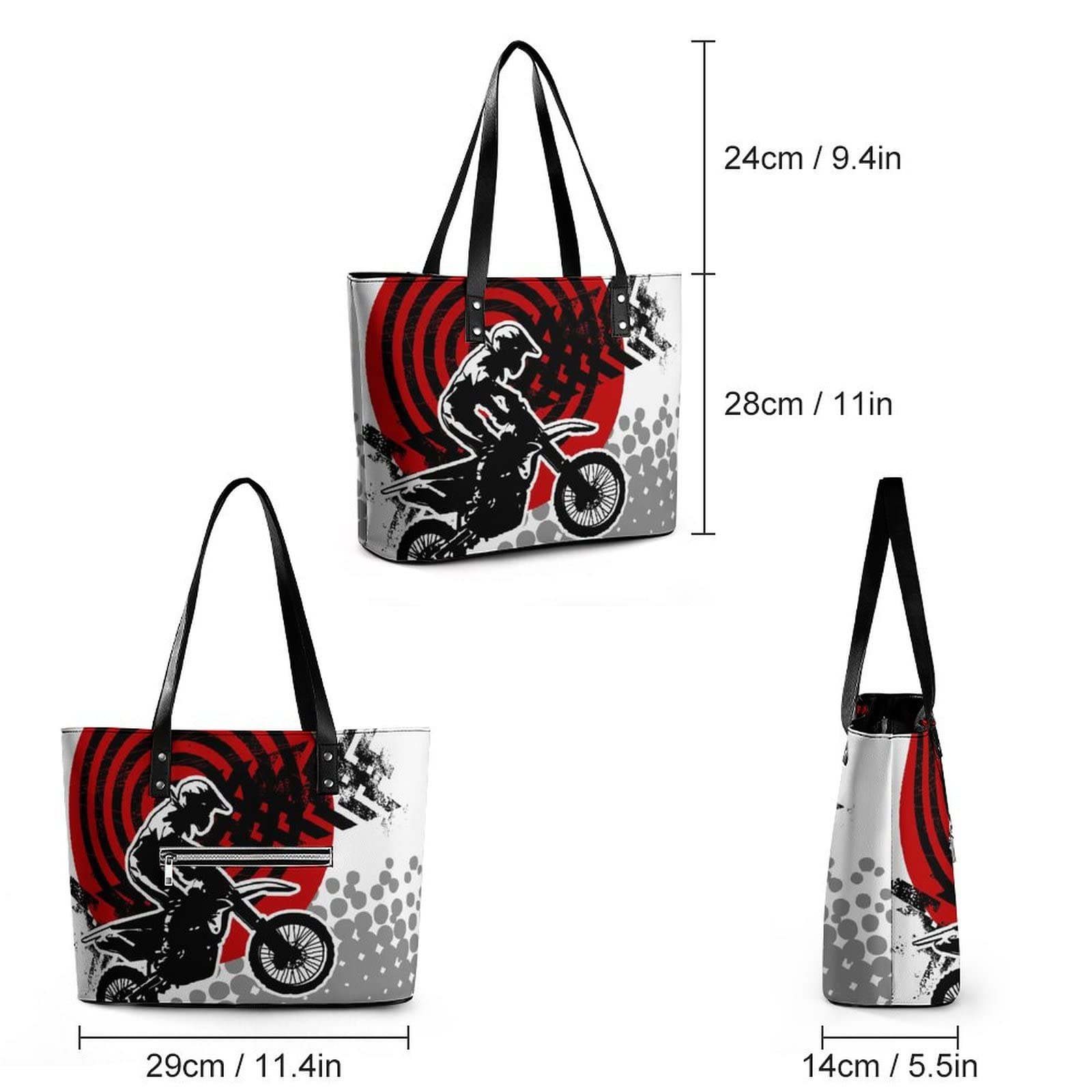 Womens Handbag Motorcycle Motocross Leather Tote Bag Top Handle Satchel Bags For Lady