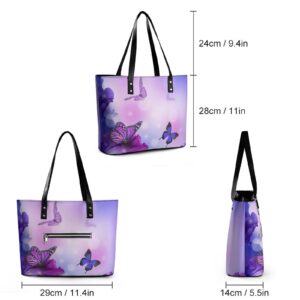 Womens Handbag Butterfly And Flowers Leather Tote Bag Top Handle Satchel Bags For Lady