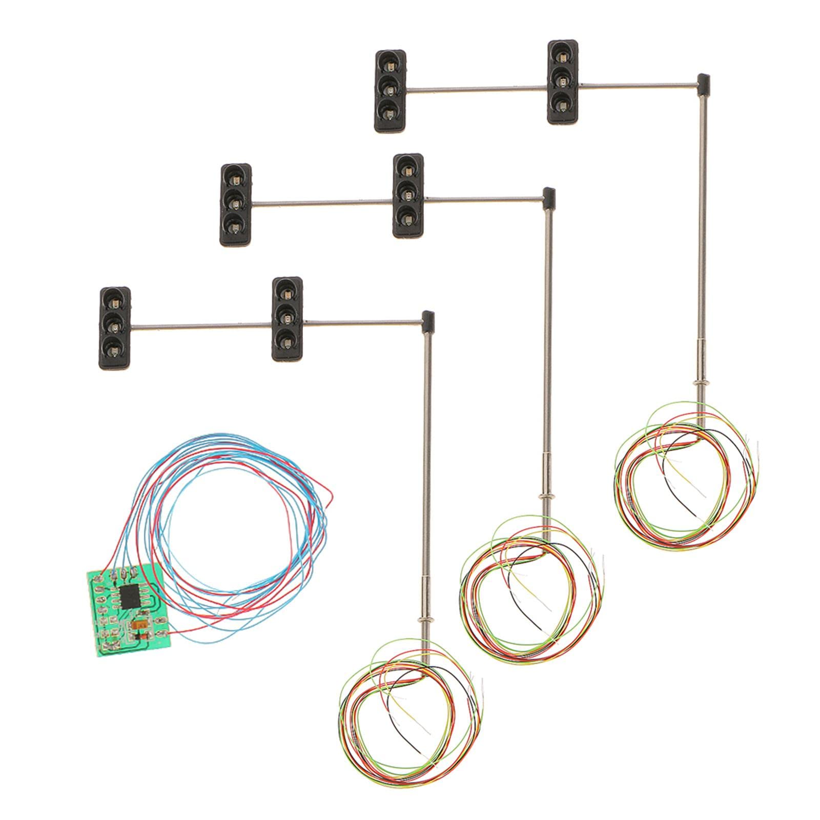 BESSTUUP 3pcs 70mm Model Traffic Signal Lights 5-6V LED HO OO Train Architecture 4#