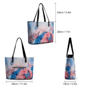 Womens Handbag Chrysanthemum Butterfly Leather Tote Bag Top Handle Satchel Bags For Lady