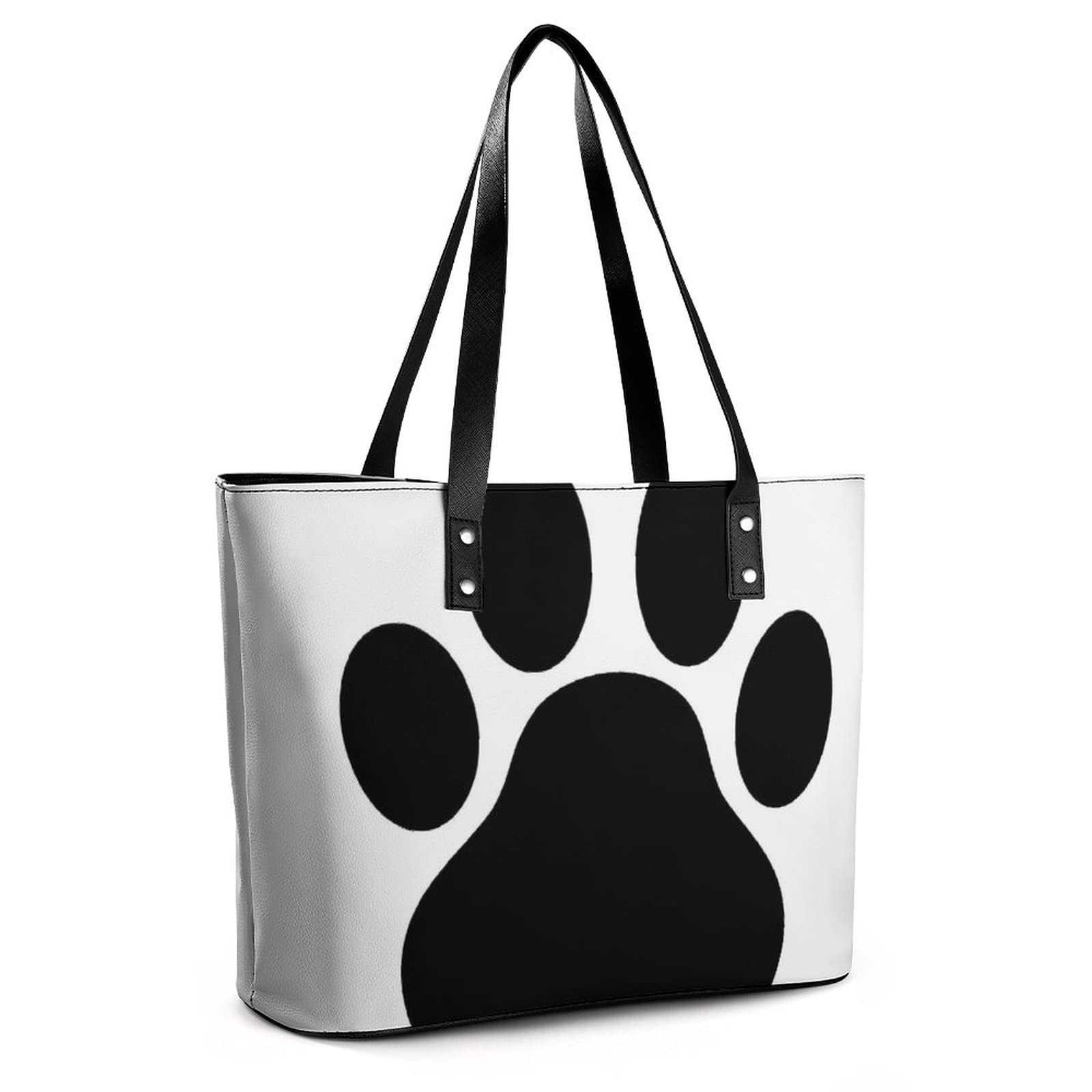 Womens Handbag Dog Paw Print Leather Tote Bag Top Handle Satchel Bags For Lady