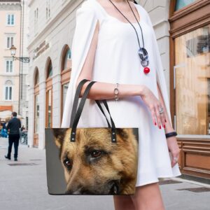 Womens Handbag German Shepherd Dog Leather Tote Bag Top Handle Satchel Bags For Lady