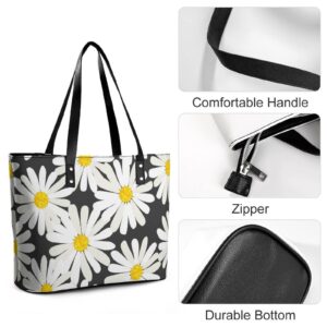 Womens Handbag Daisy Flowers Leather Tote Bag Top Handle Satchel Bags For Lady