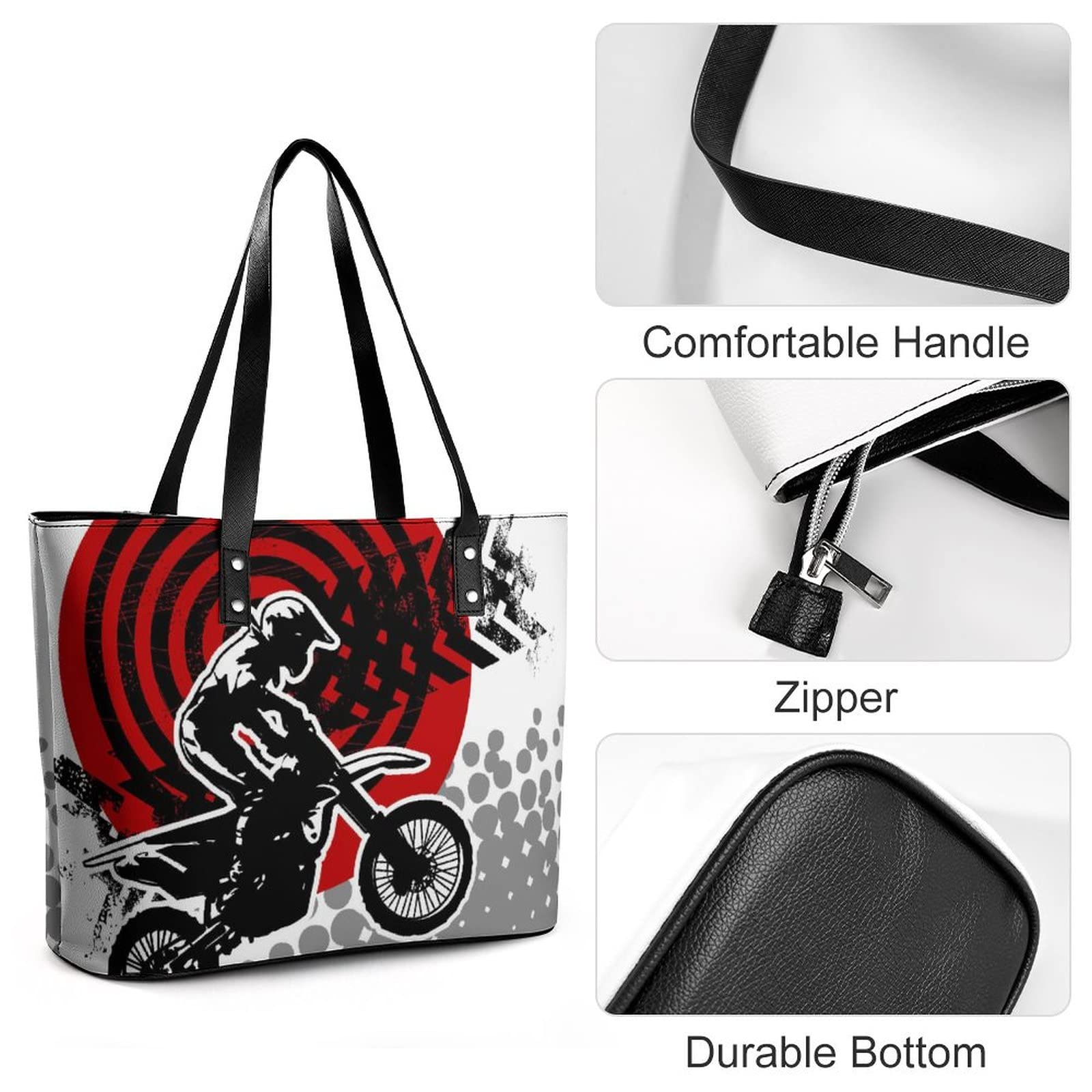 Womens Handbag Motorcycle Motocross Leather Tote Bag Top Handle Satchel Bags For Lady