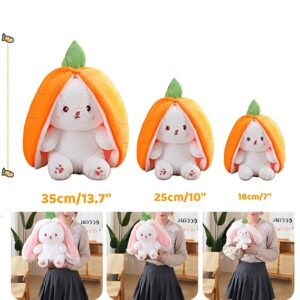 Mukorolee 2PCS Plush Toy Pillow, Reversible Carrot Strawberry Bunny Plush with Zipper, Easter Bunny Stuffed Animal Cute Rabbit Plushie Birthday Gift for Boys Girls Kids (2pcs 7" Strawberry&Carrot)