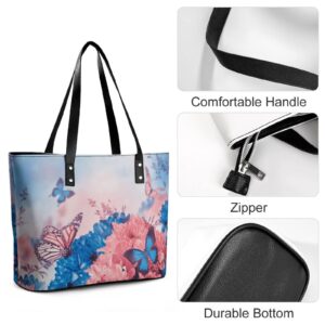 Womens Handbag Chrysanthemum Butterfly Leather Tote Bag Top Handle Satchel Bags For Lady