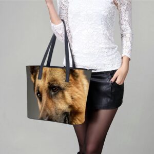 Womens Handbag German Shepherd Dog Leather Tote Bag Top Handle Satchel Bags For Lady