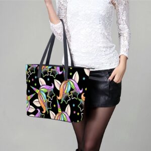 Womens Handbag Unicorns Leather Tote Bag Top Handle Satchel Bags For Lady