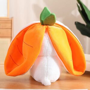 Mukorolee 2PCS Plush Toy Pillow, Reversible Carrot Strawberry Bunny Plush with Zipper, Easter Bunny Stuffed Animal Cute Rabbit Plushie Birthday Gift for Boys Girls Kids (2pcs 7" Strawberry&Carrot)