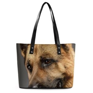 womens handbag german shepherd dog leather tote bag top handle satchel bags for lady