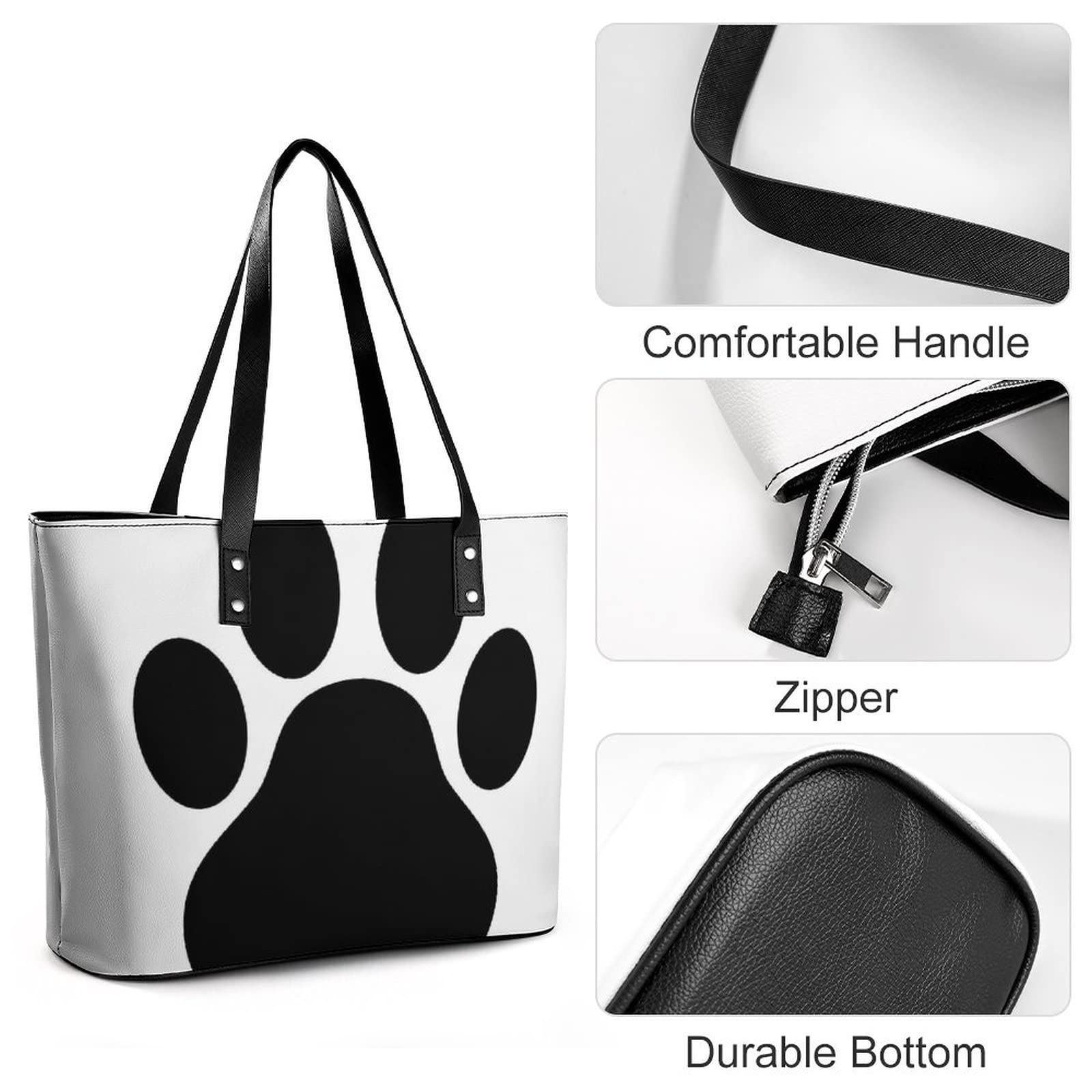 Womens Handbag Dog Paw Print Leather Tote Bag Top Handle Satchel Bags For Lady