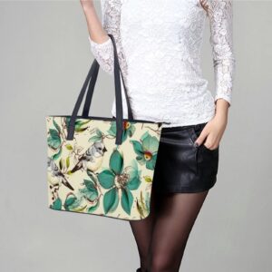 Womens Handbag Flowers And Birds Leather Tote Bag Top Handle Satchel Bags For Lady