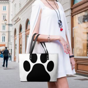 Womens Handbag Dog Paw Print Leather Tote Bag Top Handle Satchel Bags For Lady