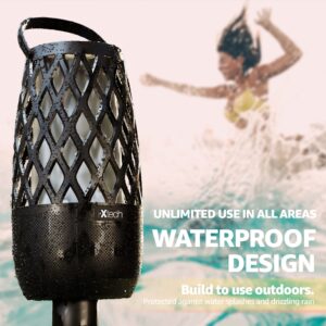 IXTECH Outdoor Bluetooth Speaker Waterproof Wireless with LED Flame Light, Shower Bluetooth Speaker for Camping Patio Home Decor, Gifts for Couples Dads Moms Wall Mount&Hook&Stake.