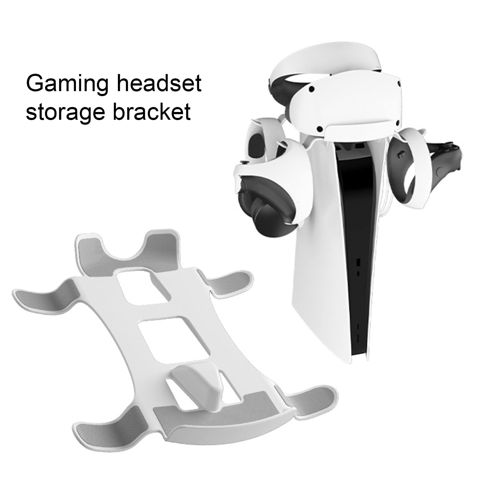 Game Headset Holder with Charging Indicator Storage Versatile 1/2 Charging Cable VR Headset Storage Stand for PS5 VR2 White