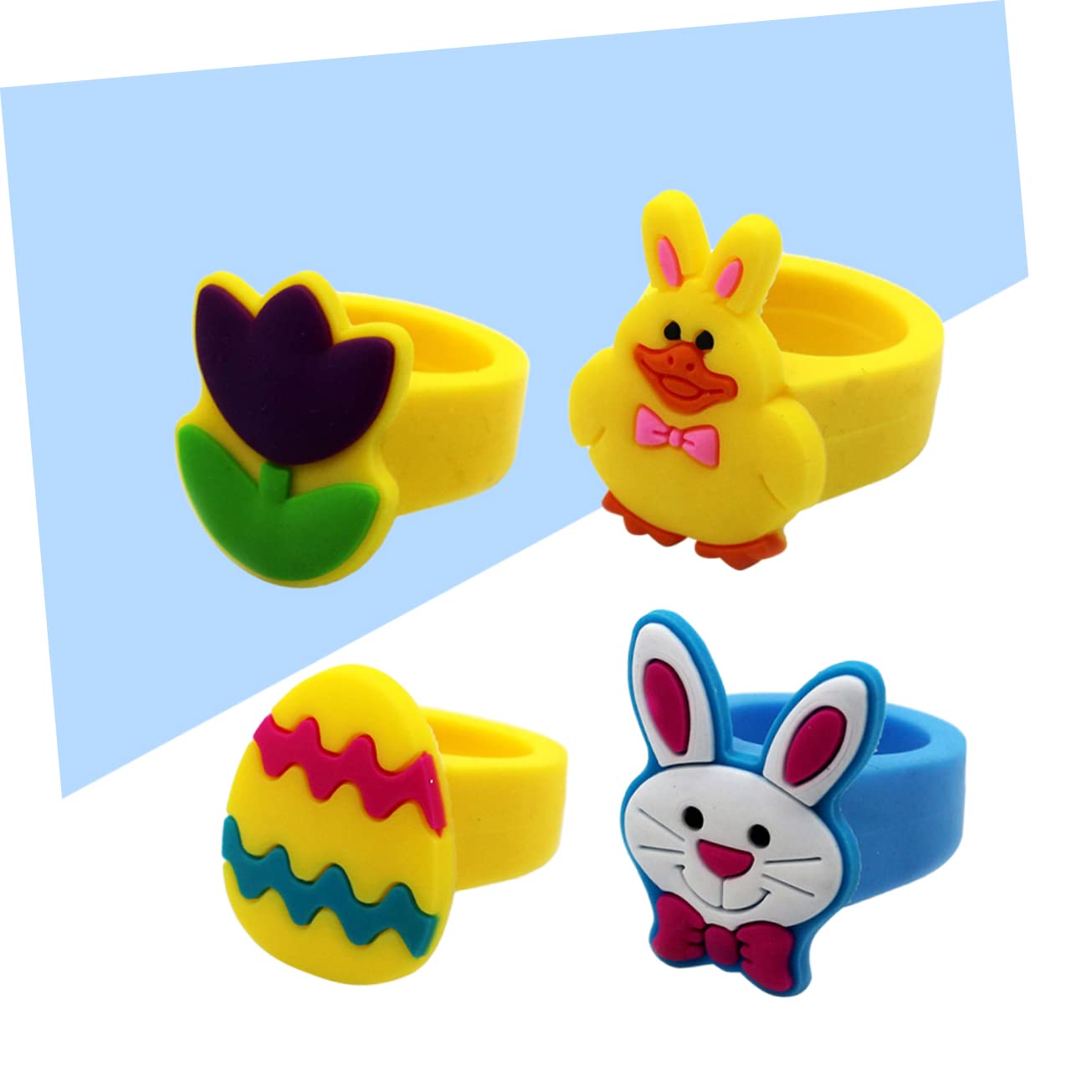 10pcs Easter Party Supplies Rabbit Toys for Bunnies Easter Egg Stuffers Kids Play Rings Easter Egg Fillers Kids Rings Toy Childrens Toys Children's Rings Girls Jewelry Animal