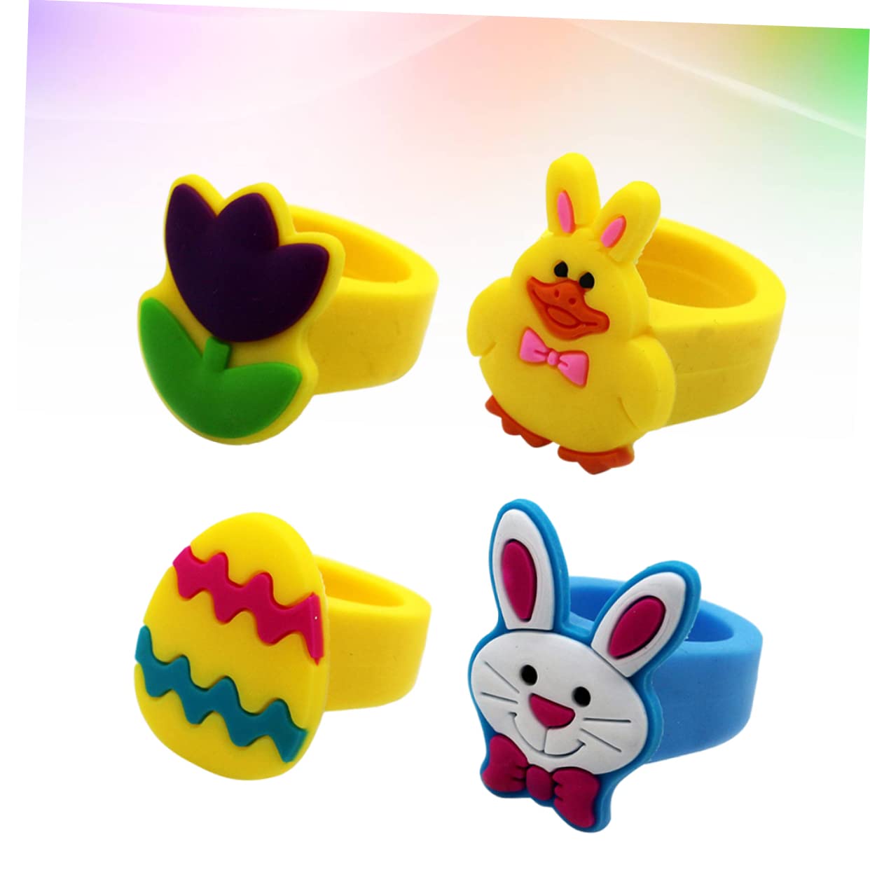 10pcs Easter Party Supplies Rabbit Toys for Bunnies Easter Egg Stuffers Kids Play Rings Easter Egg Fillers Kids Rings Toy Childrens Toys Children's Rings Girls Jewelry Animal