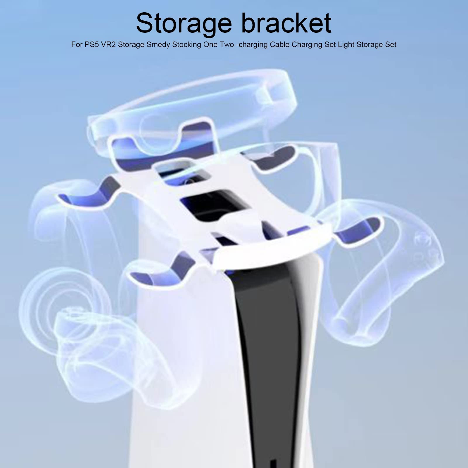 Game Headset Holder with Charging Indicator Storage Versatile 1/2 Charging Cable VR Headset Storage Stand for PS5 VR2 White