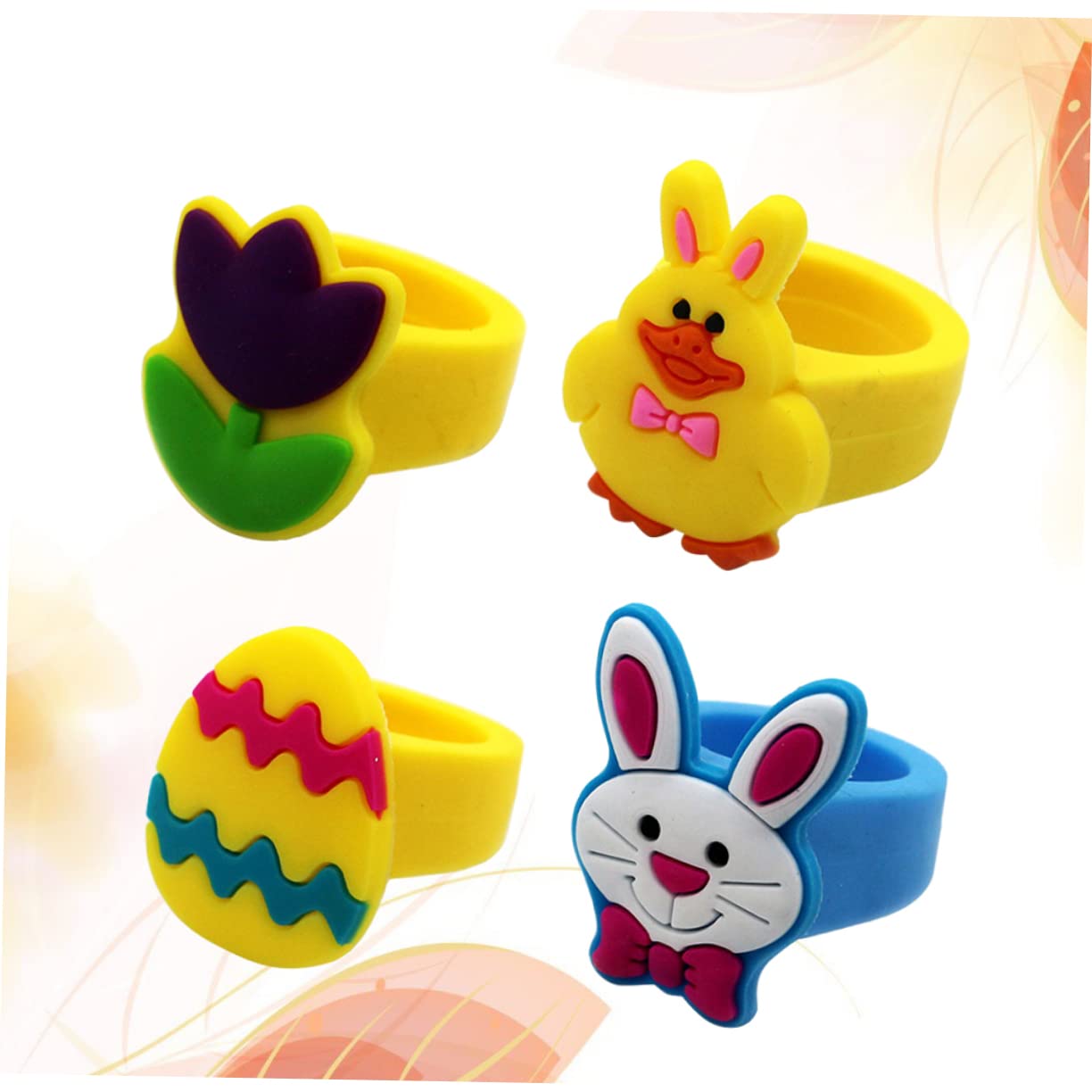 10pcs Easter Party Supplies Rabbit Toys for Bunnies Easter Egg Stuffers Kids Play Rings Easter Egg Fillers Kids Rings Toy Childrens Toys Children's Rings Girls Jewelry Animal