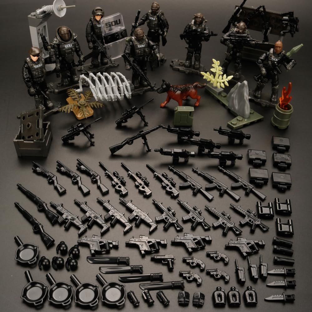 Ulanlan Building Set - Military Vehicle with 8 Mini Soldiers, 70+ Weapons & Accessories, Army Building Toys for Kids & Boys 6+