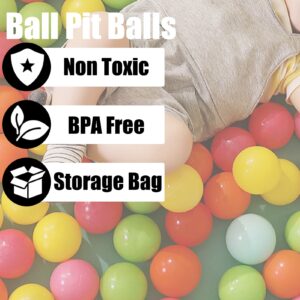 Plastic Ball Pit Balls with Storage Bag, 100Pcs BPA Free Ball Pool Balls for Baby and Toddler, Crush Proof Ball Pit Play Tent Ocean Balls Play Pit Balls for Ball Pit, Kiddie Pool, Bounce House Multic