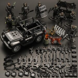 Ulanlan Building Set - Military Vehicle with 8 Mini Soldiers, 70+ Weapons & Accessories, Army Building Toys for Kids & Boys 6+