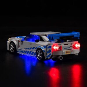 BrickBling LED Light Kit Compatible with Lego Speed Champions Fast & Furious Nissan Skyline GT-R (R34) Toy Car Building Set, Blue Underglow Lights Compatible with Lego 76917 (No Model)