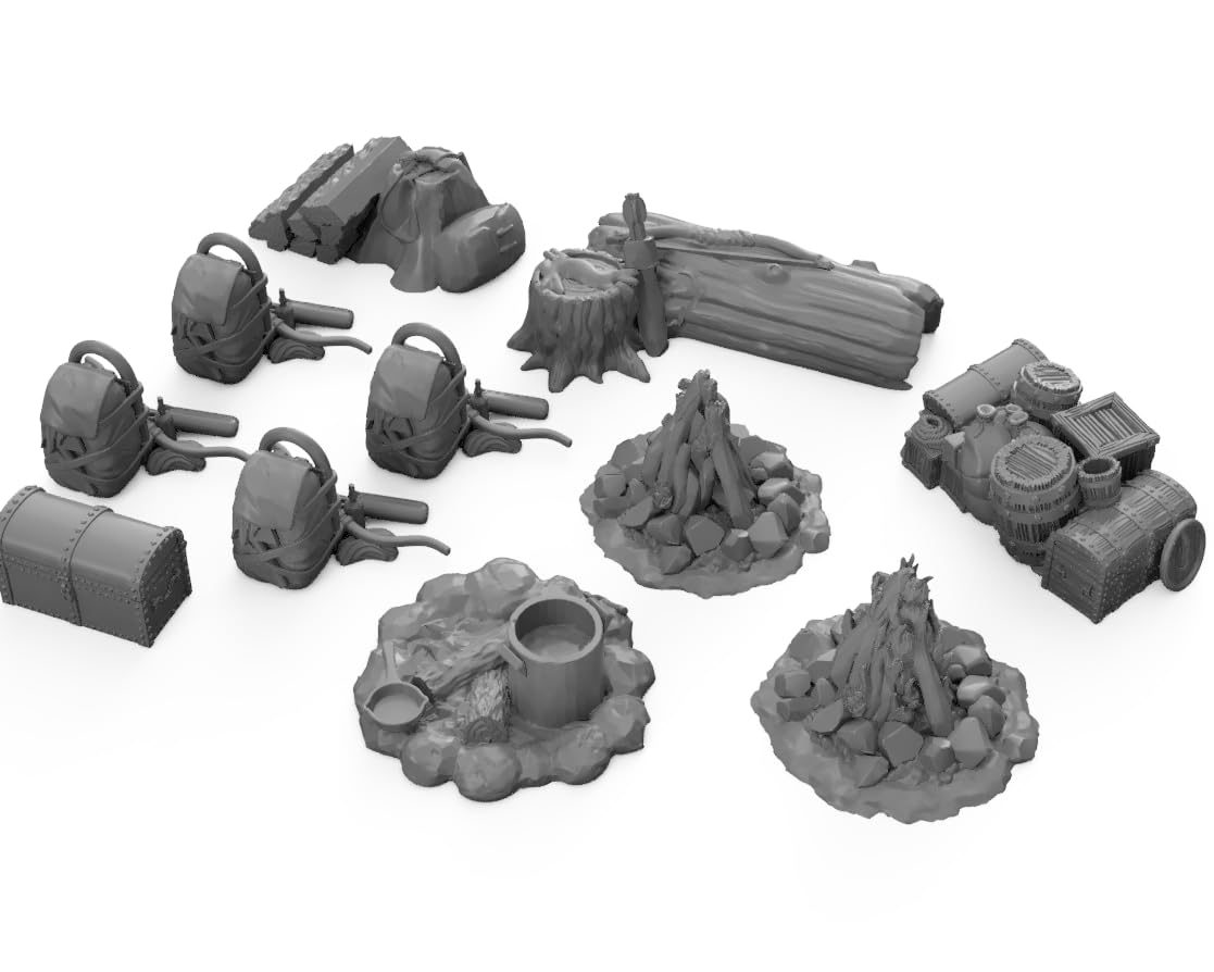 Camp Scatter Set DND Terrain 28mm for Dungeons and Dragons Terrain, D&D, Pathfinder, Warhammer 40k, RPG, Miniatures, Tabletop, D and D, Dungeons and Dragons Gifts