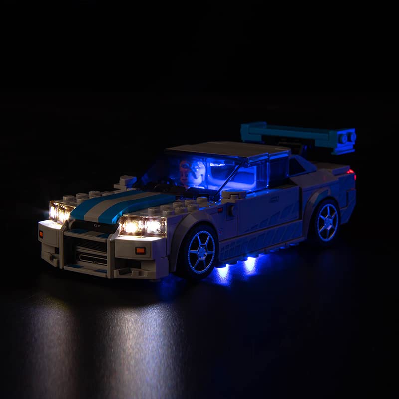 BrickBling LED Light Kit Compatible with Lego Speed Champions Fast & Furious Nissan Skyline GT-R (R34) Toy Car Building Set, Blue Underglow Lights Compatible with Lego 76917 (No Model)