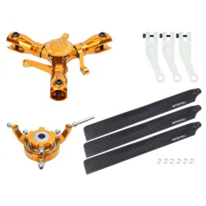 microheli cnc triple carbon fiber blades conversion set (gold) - goosky s2