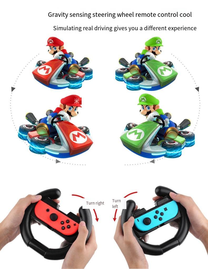 Mmwpqbd for Nintendo Switchh Game Aiming Wheel Mario Racing 8 Bracket Accessories Left and Right Double Handle Grip 1 Set Total 2 Brackets ☆ Black