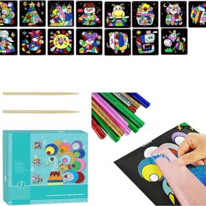 Children's Early Education Cartoon Magic Transfer Paper, Magic Sticker Painting Art Kits, Cartoon DIY Magic Sticker Transfer Painting Crafts for Kids Arts and Crafts Toys for Children Gift (15pcs-B)