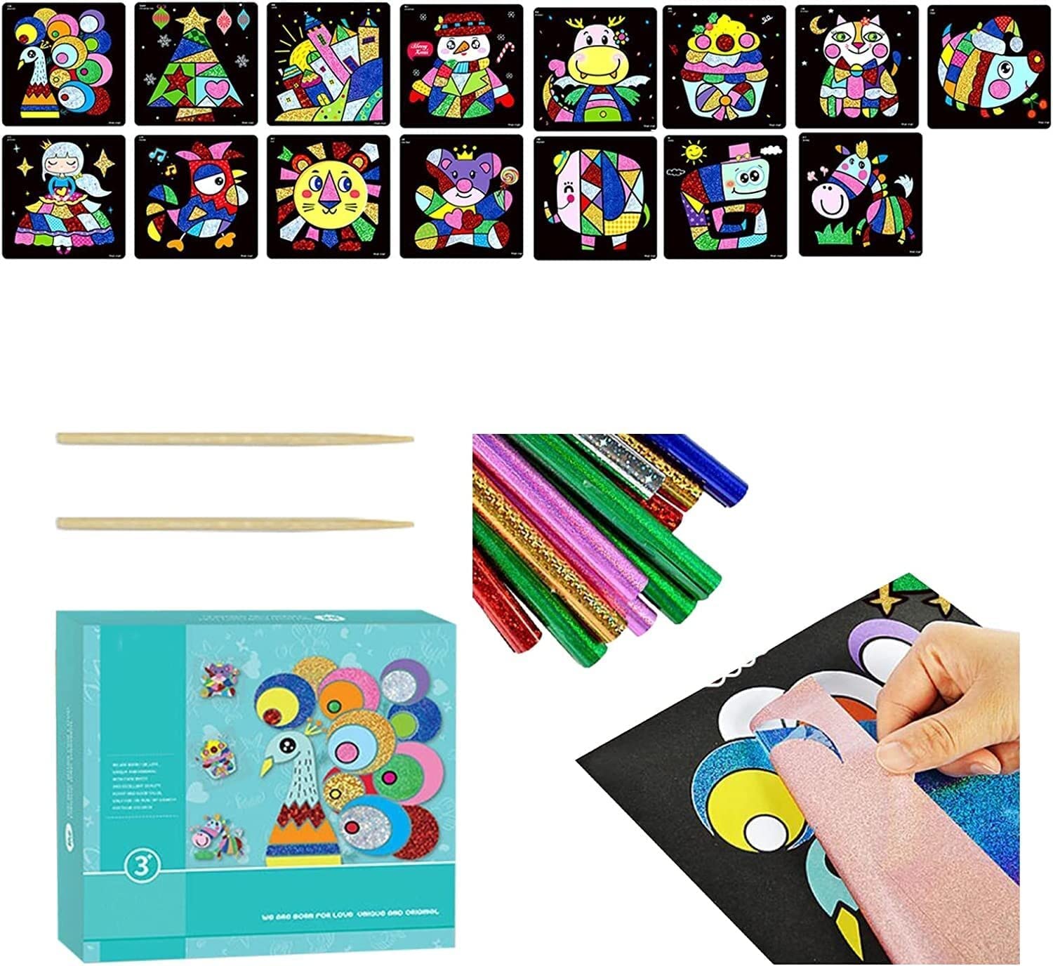 Children's Early Education Cartoon Magic Transfer Paper, Magic Sticker Painting Art Kits, Cartoon DIY Magic Sticker Transfer Painting Crafts for Kids Arts and Crafts Toys for Children Gift (15pcs-B)