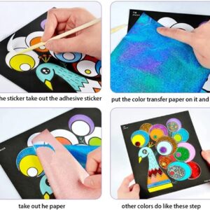 Children's Early Education Cartoon Magic Transfer Paper, Magic Sticker Painting Art Kits, Cartoon DIY Magic Sticker Transfer Painting Crafts for Kids Arts and Crafts Toys for Children Gift (15pcs-B)