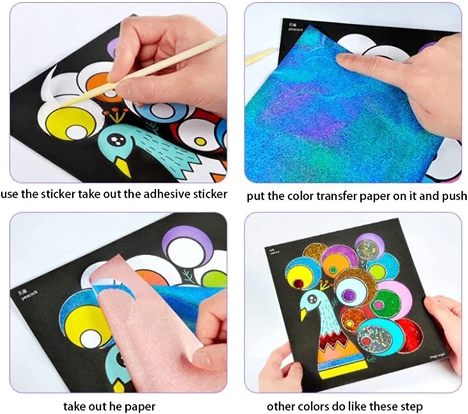 Children's Early Education Cartoon Magic Transfer Paper, Magic Sticker Painting Art Kits, Cartoon DIY Magic Sticker Transfer Painting Crafts for Kids Arts and Crafts Toys for Children Gift (15pcs-B)