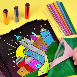 Children's Early Education Cartoon Magic Transfer Paper, Magic Sticker Painting Art Kits, Cartoon DIY Magic Sticker Transfer Painting Crafts for Kids Arts and Crafts Toys for Children Gift (15pcs-B)