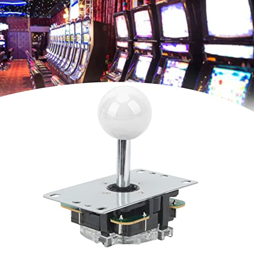 Arcade Game Fighting Stick, Arcade Game Joystick Small Shaking Distance Quadrate Retaining Ring Light Resilience for Game Console(White)