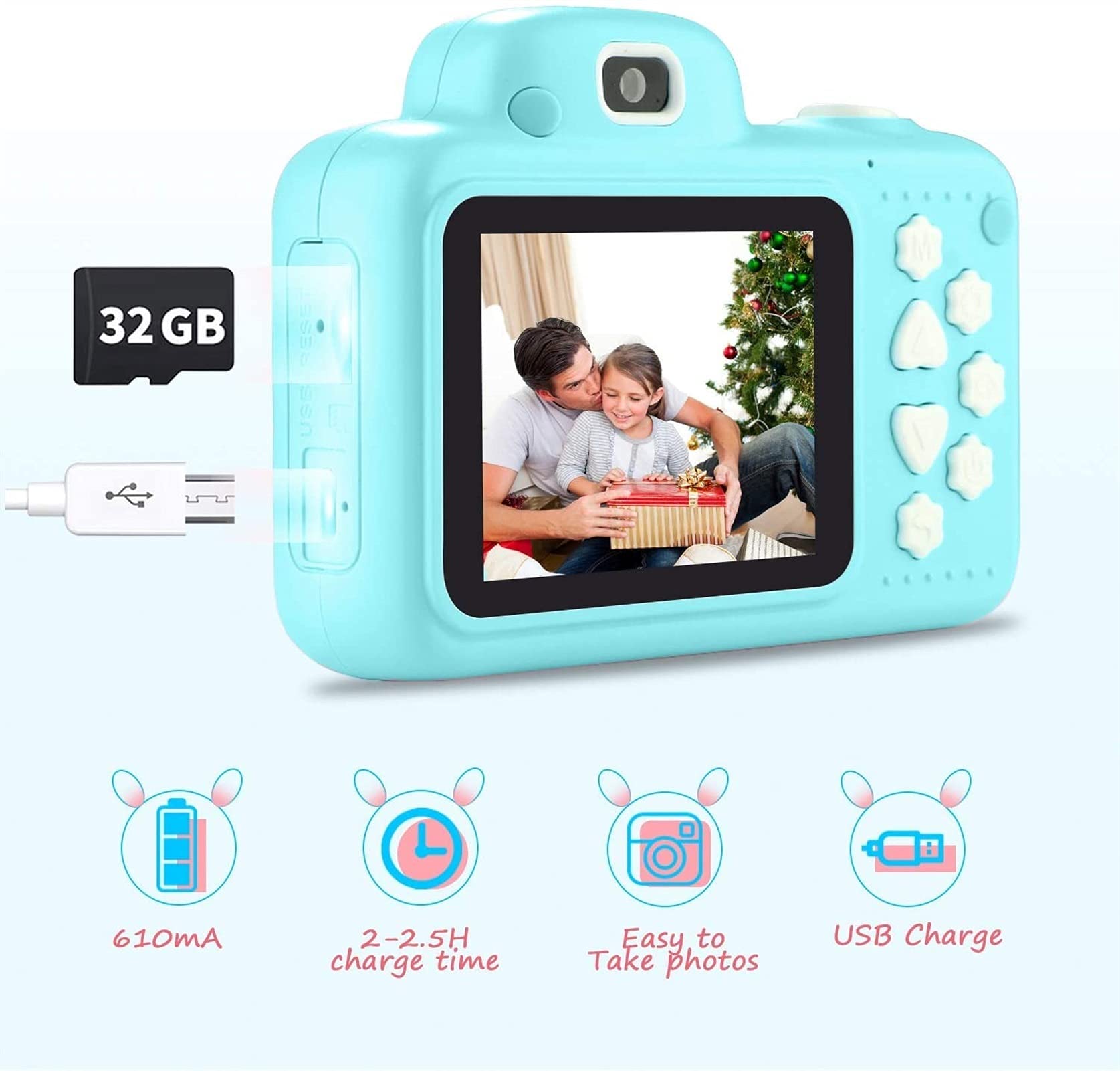 GIENEX Kids Camera Girls Toy Birthday Gift 2.4 Inch1080P Toddler Camera Portable Toy for 3 4 5 6 7 8 Year Old Video Children Digital Camera for 3-10 Year Old Girl