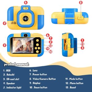 GIENEX Kids Selfie Camera, Christmas Birthday Gifts for Boys Age 3-9, HD Digital Video Cameras for Toddler, Portable Toy for 3 4 5 6 7 8 Year Old Boy