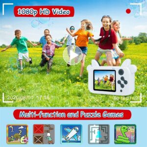 GIENEX Kids Digital Camera, Children Selfie Video Camcorder 1080P Lens 2.4 Inch HD, Best Christmas Electronic Gifts Toys for Age 3-10 Years Old Boys & Girls Toddlers