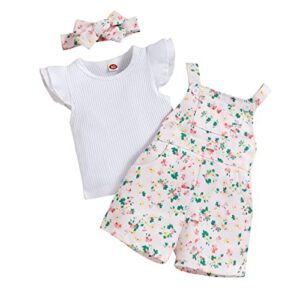 sgaogew toddler-clothes-ruffled-top girls outfits print letter ruffles tops+sunflower baby shorts+headbands girls outfits set