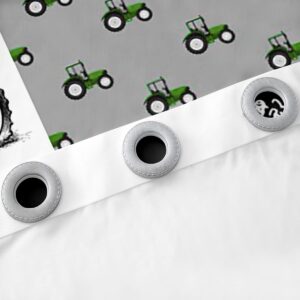 Erosebridal Green Tractor Window Curtains 76" Wx54 L Farm Vehicle Truck Window Drapes Cartoon Equipment Construction Harvester Grommet Curtains for Kids Boys Car Home Room Decor, Grey