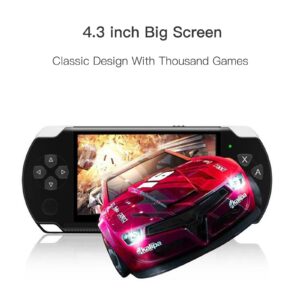 4.3'' 8GB 128 Bit Retro Handheld Game Console Portable Video Game Built in 10000 Games Built-in Support USB 2.0 High Speed Transmission (Black)